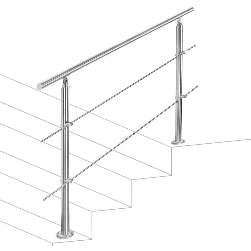 immagine 0 del prodotto hengda swanew ringhiera per scale acciaio inossidabile spazzolato corrimano scala 160cm 2 traverse