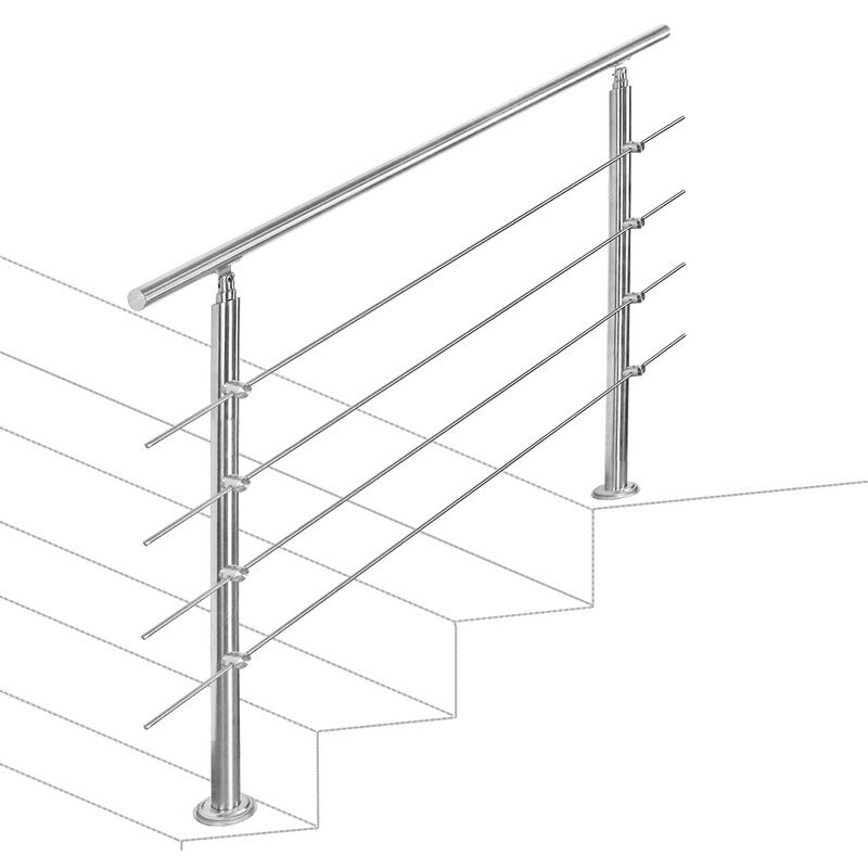 foto del prodotto hengda swanew ringhiera per scale acciaio inossidabile spazzolato corrimano scala 160cm 4 traverse