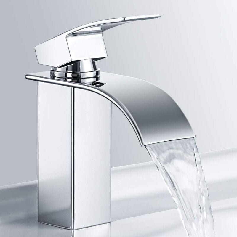 foto del prodotto hengda swanew rubinetto bagno lavabo alto con maniglia singola. miscelatore rubinetto bagno cascata con acqua calda e fredda per lavabo bagno.