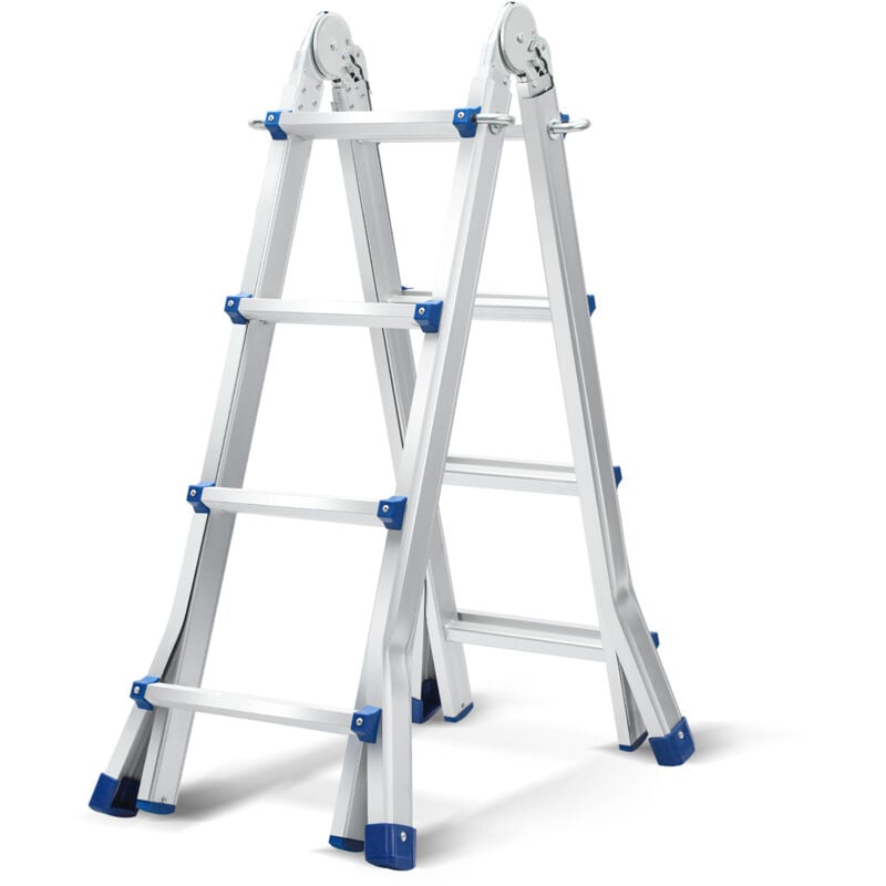 foto del prodotto hengda swanew scala multifunzionale scala multiuso scala telescopica in alluminio argento fino a 150 kg 4x4 402 cm