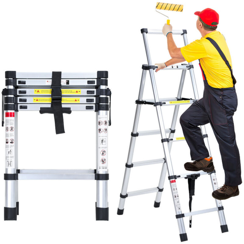 foto del prodotto hengda swanew scala telescopica 1.4m 1.7m fino a 150 kg stabile scala a gradini in alluminio multifunzione