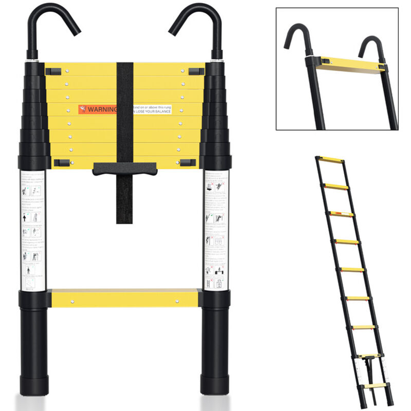 foto del prodotto hengda swanew scala telescopica 2.6 m fino a 150 kg stabile scala multiuso in alluminio con pulsante di sblocco on