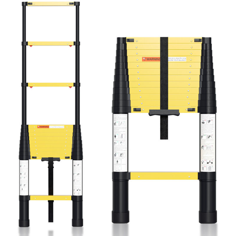 foto del prodotto hengda swanew scala telescopica 3.8 m fino a 150 kg scala multifunzione stabile in alluminio con pulsante di sblocco on