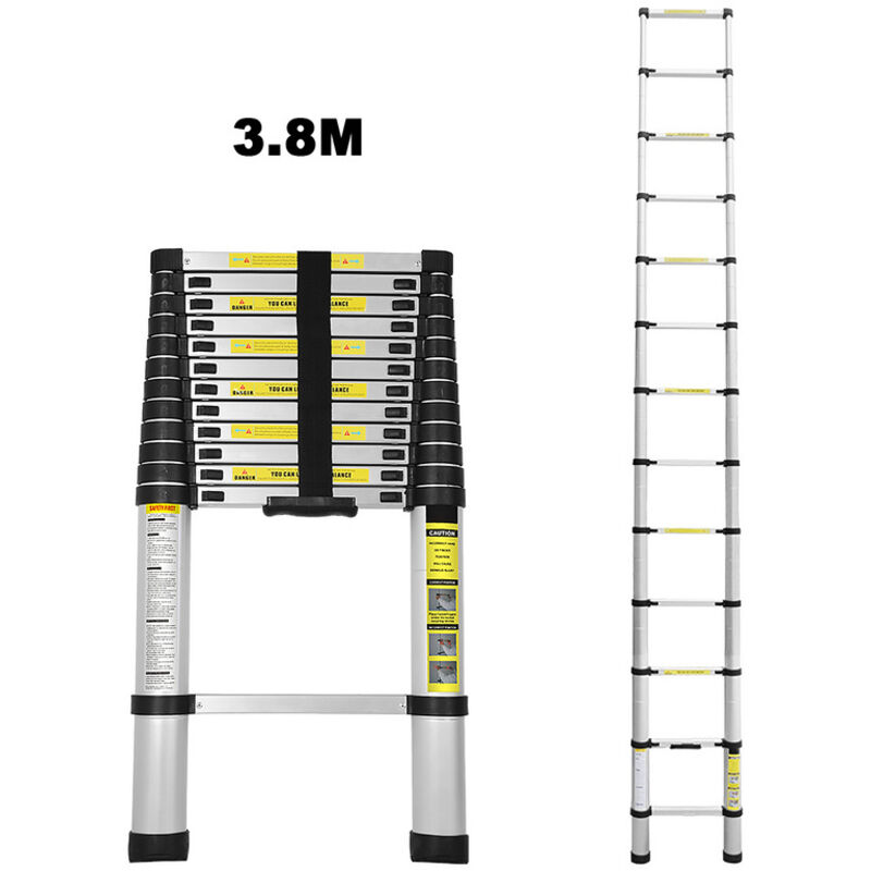 foto del prodotto hengda swanew scala telescopica 3.8m silber scala telescopica pieghevole estensibile scala singola dritta carico massimo 150 kg