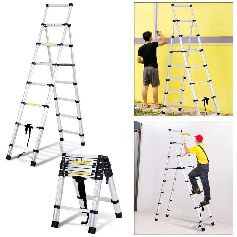foto del prodotto hengda swanew scala telescopica in alluminio scala multiuso 2.0m 2.3m scala a scorrimento scala pieghevole stabile con barra di pesata scala in