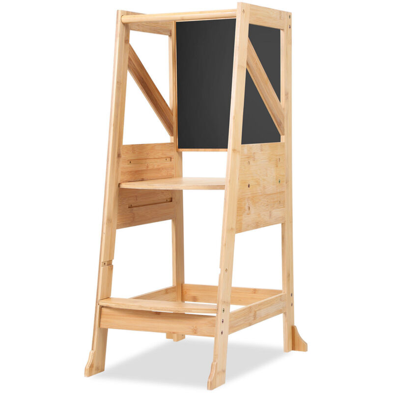 foto del prodotto hengda swanew scrivania da sgabello per lavagna learning tower gradini antiscivolo. piolo. bordi di sicurezza alti nero