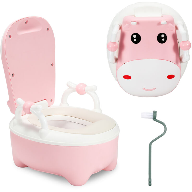 foto del prodotto hengda swanew seggiolino wc per bambini tipo di cassetto per bambini con manici spazzola morbido cuscino in poliuretano rosa 