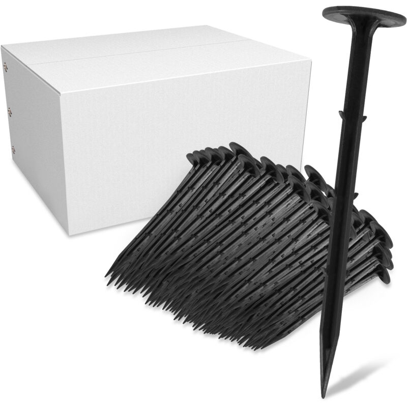 foto del prodotto hengda swanew set di 200 1000 picchetti di ancoraggio a terra in plastica. l.16cm. nero. tenda. graffetta per prato 200pz