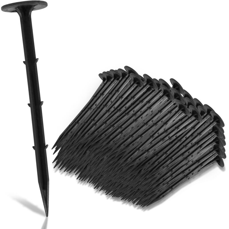 foto del prodotto hengda swanew set di 200 1000 picchetti di ancoraggio a terra in plastica. l.16cm. nero. tenda. graffetta per prato 600pz