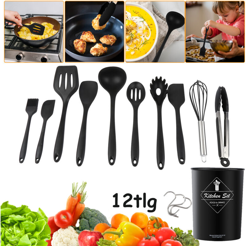 foto del prodotto hengda swanew set di utensili da cucina da 12 pezzi. silicone sicuro e non tossico. di alta qualit . resistente al calore. per la cucina