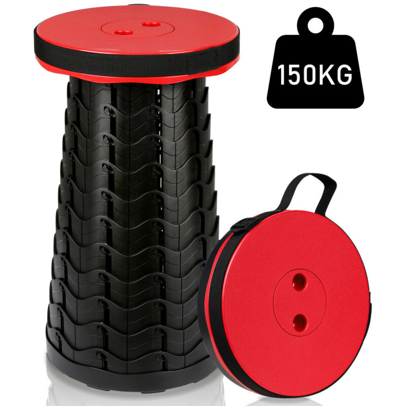 foto del prodotto hengda swanew sgabello telescopico portatile. sedile pieghevole portatile sgabello telescopico per viaggi. campeggio 45x26cm rosso