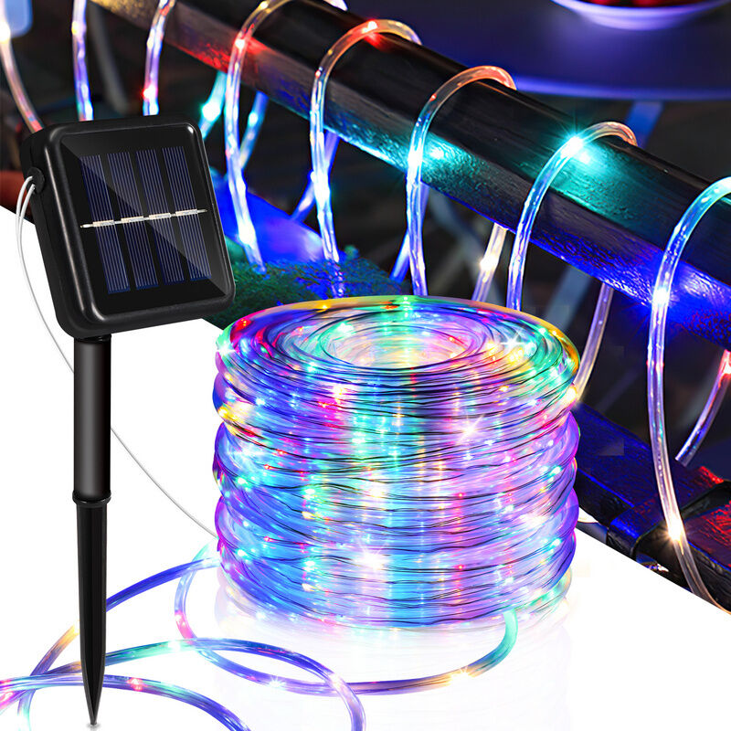 foto del prodotto hengda swanew stringa luminosa solare. da esterno per giardino. terrazza. matrimoni e natale. 22m 200 led. multicolore