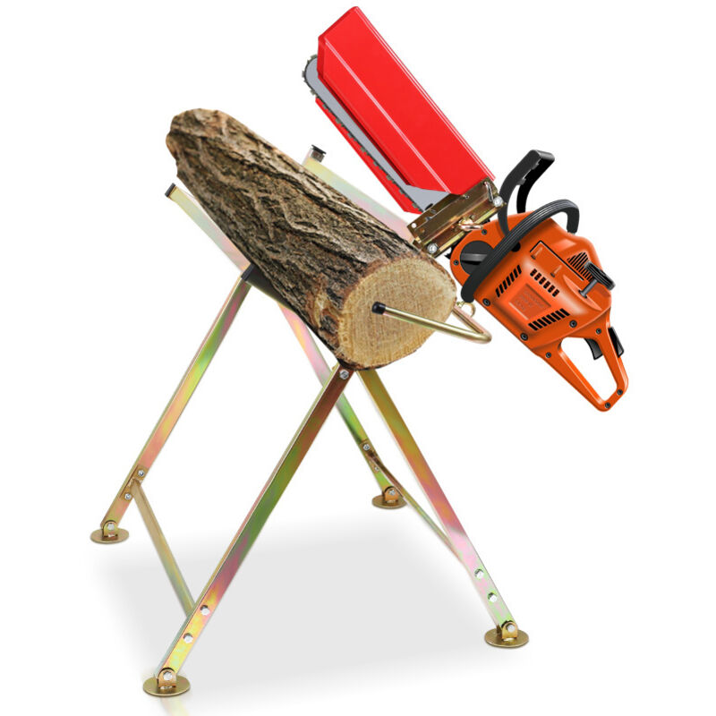 foto del prodotto hengda swanew supporto per tronchi in metallo dorato con supporto per motosega regolabile