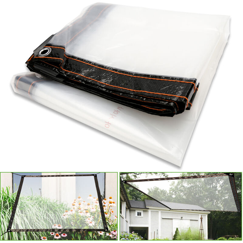 foto del prodotto hengda swanew telo impermeabile trasparente.telone trasparente con occhielli per uso esterno.telo in pe telo impermeabile pieghevole in plastica