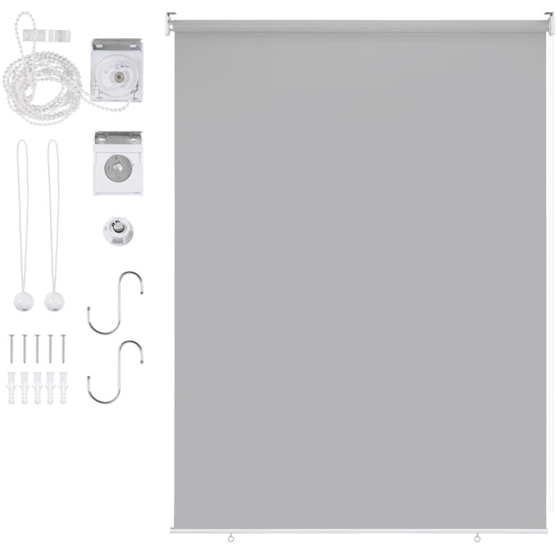 foto del prodotto hengda swanew tenda verticale tenda da esterno per balcone tenda a rullo schermo retrattile da esterno protezione solare 100x240cm grigio