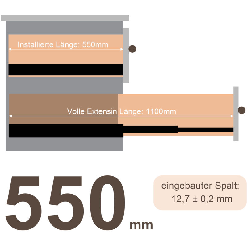 foto del prodotto hengda swanew terlina del cassetto 8x estratti completi di rotaia da 550 mm linee guida a sfera guidata 35 kg