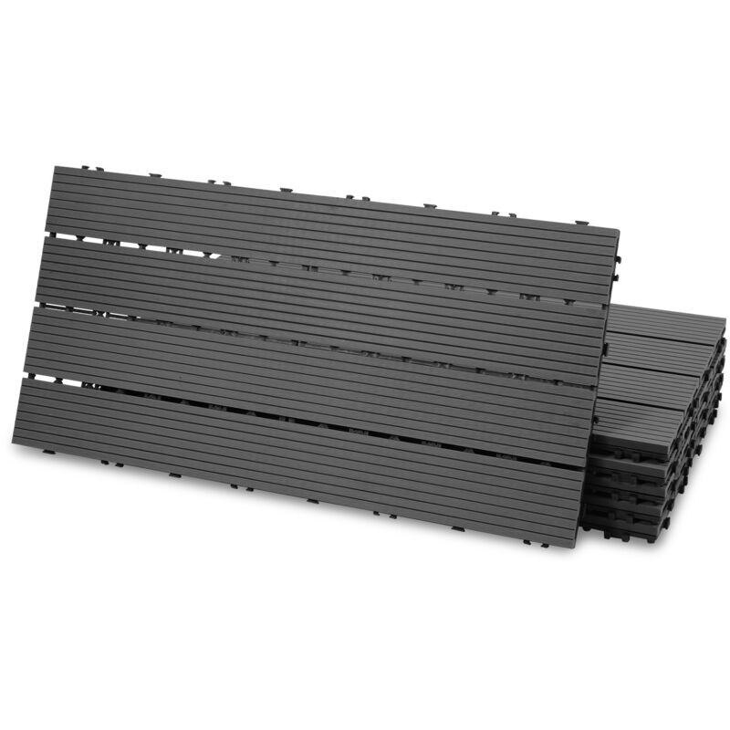 foto del prodotto hengda - swanew terrazza in legno composito modulare 60 x 30 cm spessore 2 2 cm antracite 12x2m
