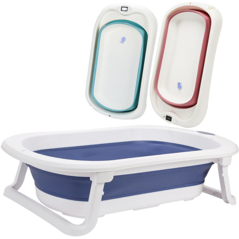 foto del prodotto hengda swanew vaschetta da bagno per neonati vaschetta da bagno per bambini pieghevole sensore di temperatura, blu