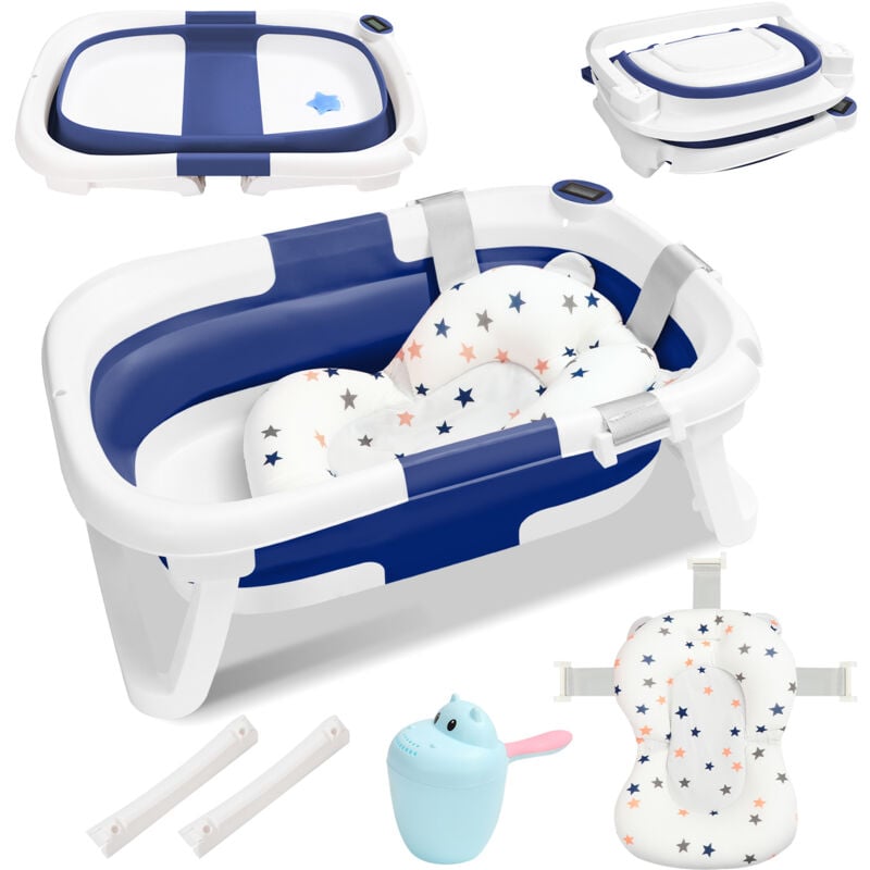 foto del prodotto hengda swanew vaschetta per bagnetto pieghevole scalabile. vasca per bagnetto. cuscino per cuscino vasca da bagno pieghevole e portatile blu