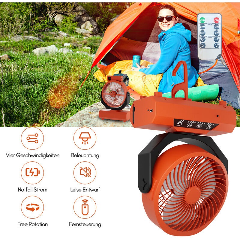 foto del prodotto hengda swanew ventilatore da campeggio con led, 4 velocit , 3 impostazioni di luminosit , batteria 20000 mah, per casa ufficio auto e attivit 