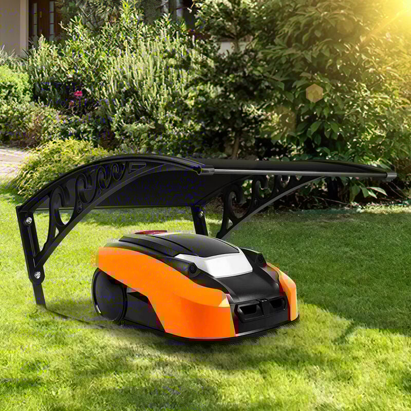 foto del prodotto hengda swanewgarage per robot shed 106x87x50 cm tetto nero telaio in acciaio nero garage per tosaerba protezione esterna