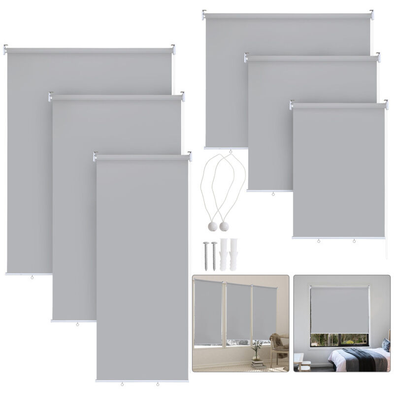 foto del prodotto hengda - tenda verticale tenda da esterno per balcone tenda a rullo protezione solare - schermo retrattile da esterno - 140x140cm grigio