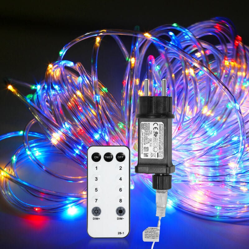 foto del prodotto hengda tubo luminoso a led per esterni catena luminosa rete leggera multicolore 30m con telecomando