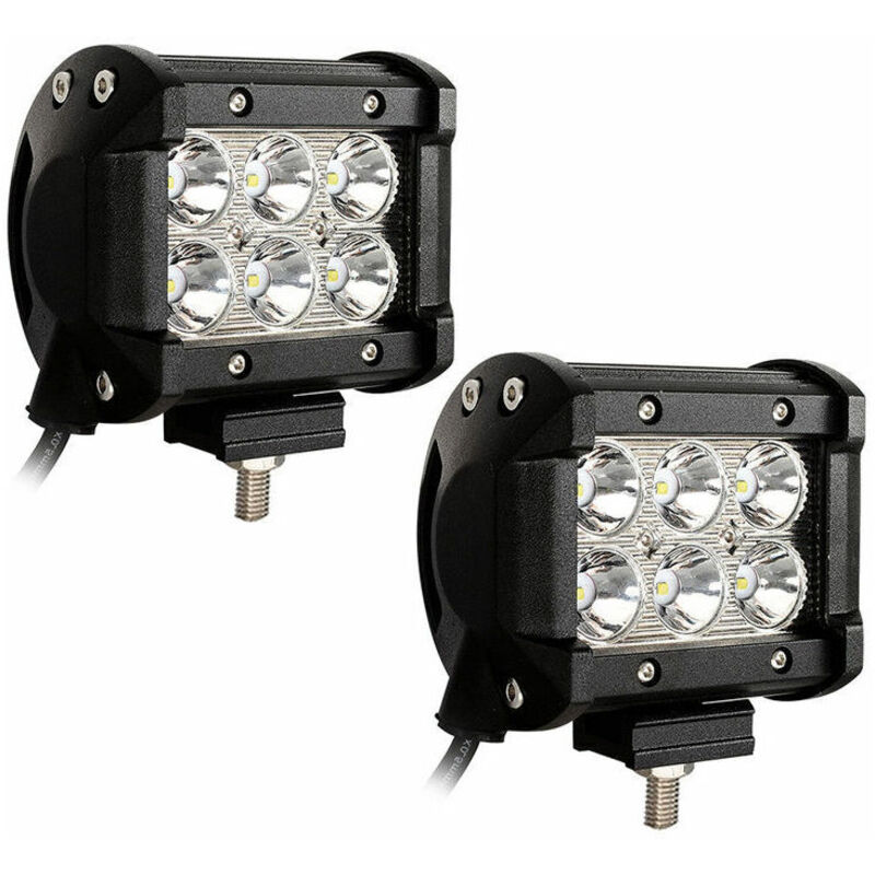 foto del prodotto hengda work light 2x 18w fari led quadrati 12v 24v luci di guida ip67 impermeabili luci da lavoro fuoristrada per motociclette auto atv suv nero