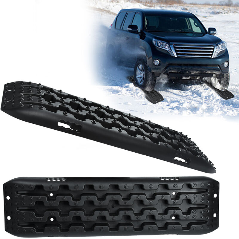 foto del prodotto hengmei 2 pezzi di supporto per il recupero delle bacheche traction mats, tappetino di trazione per la neve, per camper, auto, camion, colore nero