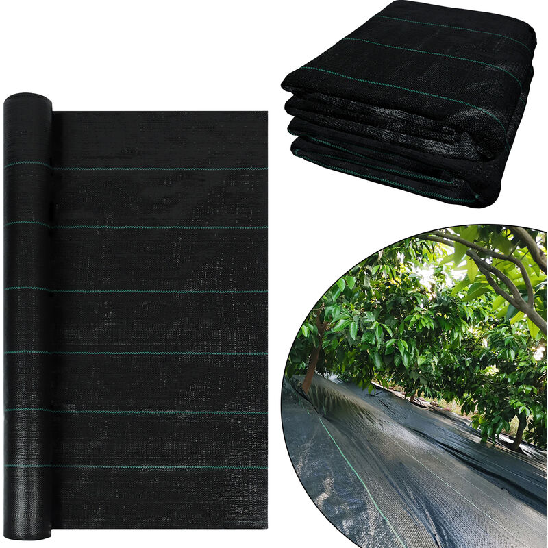 foto del prodotto hengmei 2x10m rotolo per erbacce, pellicola per erbacce permeabile all acqua protezione uv velo da giardino resistente agli strappi, 100g m