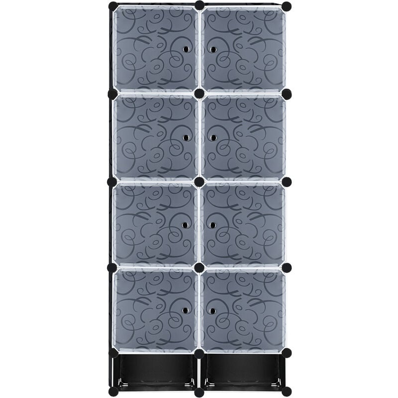 foto del prodotto hengmei armadi sistema di scaffalatura fai da te, per il bagno, per scarpe, credenza, scarpiera con motivo nero 8 scatole con porta 2 scatole 