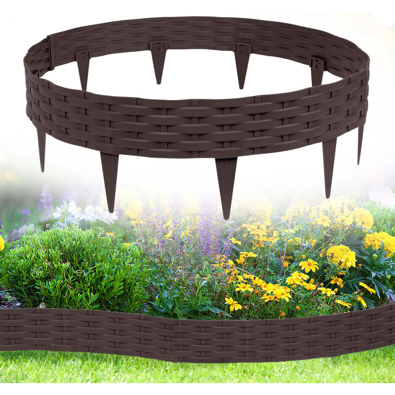 foto del prodotto hengmei bordure per aiuole e giardini bordatura per aiuole, 50m, 50 pezzi, rattan ottici palisades, bordo in plastica flessibile per giardino,