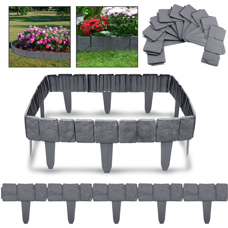 foto del prodotto hengmei bordure per aiuole e giardini bordo in plastica flessibile per giardino bordi per giardini effetto pietra 5m 20 pezzi, 1 elemento