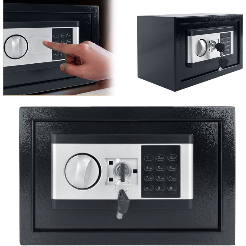 foto del prodotto hengmei casseforti cassaforte, cassaforte elettronica a muro 34l, cassaforte per mobili con serratura a combinazione e chiave, 38x30x30cm
