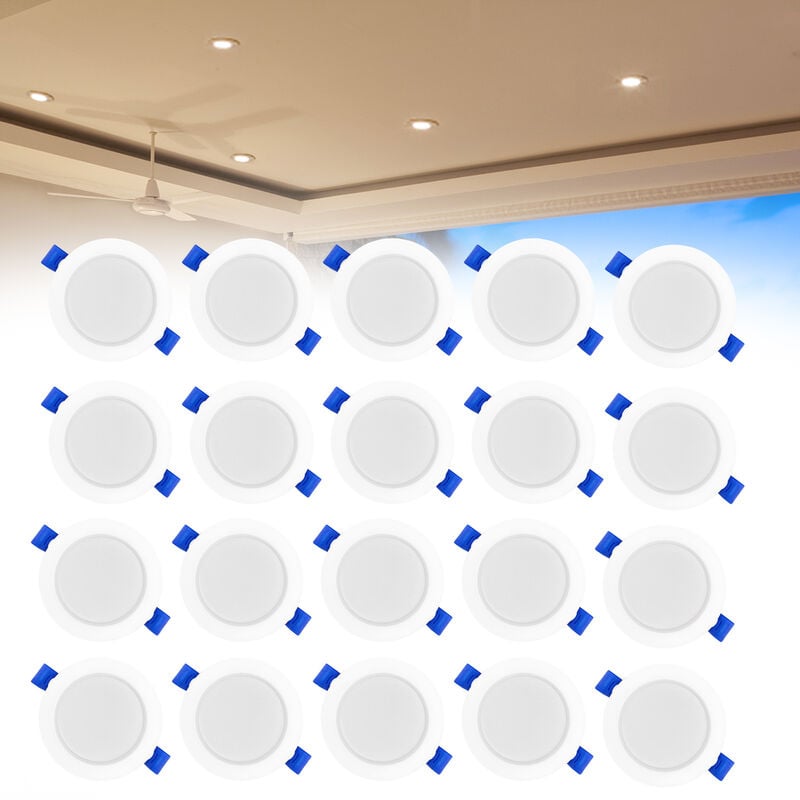 foto del prodotto hengmei faretti da incasso per bagno faretti a led da incasso, 20 x 5 w, ip21, 400 lm, per soggiorno, cucina, camera da letto 20 x 5 w, bianco
