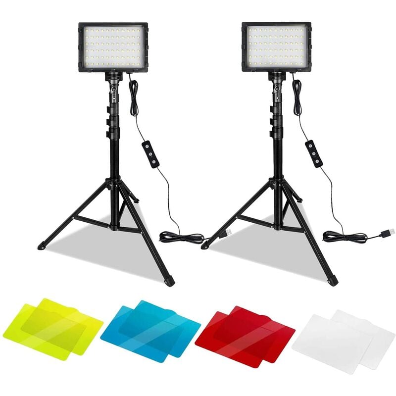 foto del prodotto hengmei lampade da scrivania lampada video a led, dimmerabile, usb, luce video, 10 w, illuminazione fotografica con treppiede regolabile, filtro