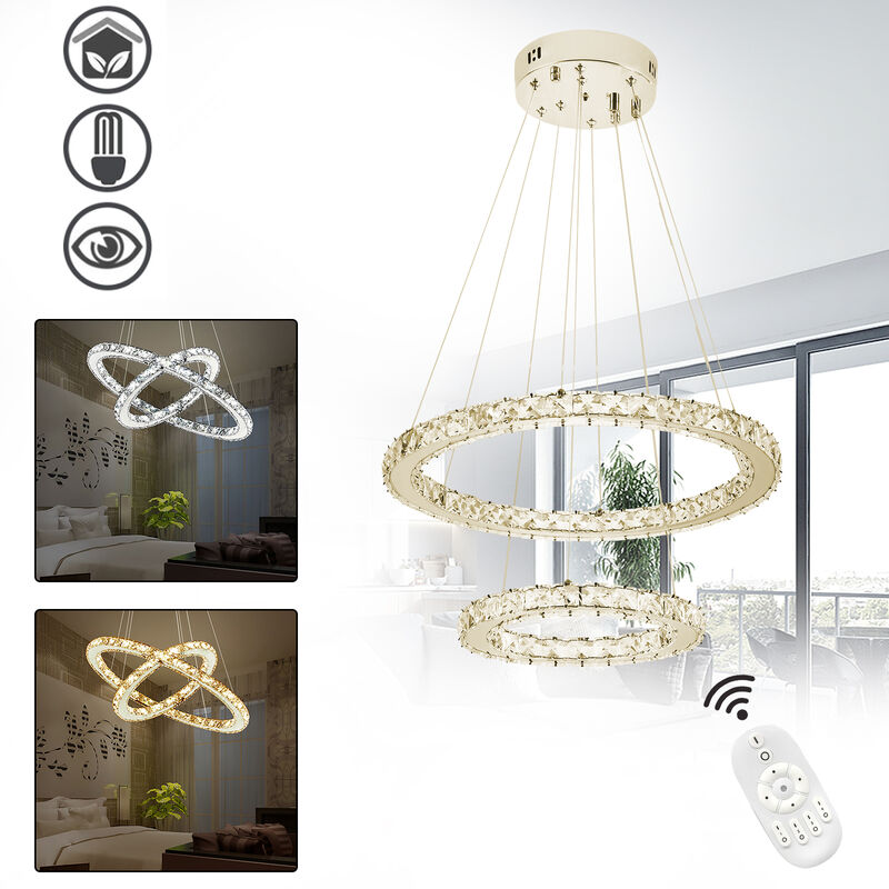 foto del prodotto hengmei lampade da soffitto 48w lampadario a sospensione di cristallo pendente lampadario led soffitto lampade illuminazione, dimmerabile