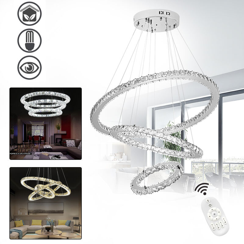 foto del prodotto hengmei lampade da soffitto 72w lampadario a sospensione di cristallo pendente lampadario led soffitto lampade illuminazione, dimmerabile