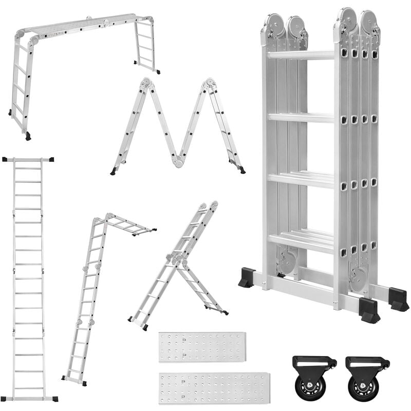 foto del prodotto hengmei scale telescopiche 3.4m scala pieghevole 6 in 1 multifunzionale alluminio telescopica pieghevole con 4x3 scala piattaforma per ponteggi