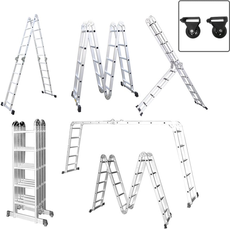 foto del prodotto hengmei scale telescopiche scala multiuso in alluminio con piattaforma 5,5 m scala pieghevole scala domestica fino a 150 kg, 20 gradini con 2