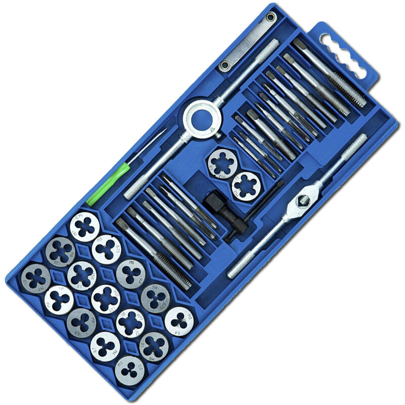 foto del prodotto hengmei set maschi e filiere 40 pezzi set maschi e filiere per filettatura rubinetto metrico tap wrench con custodia
