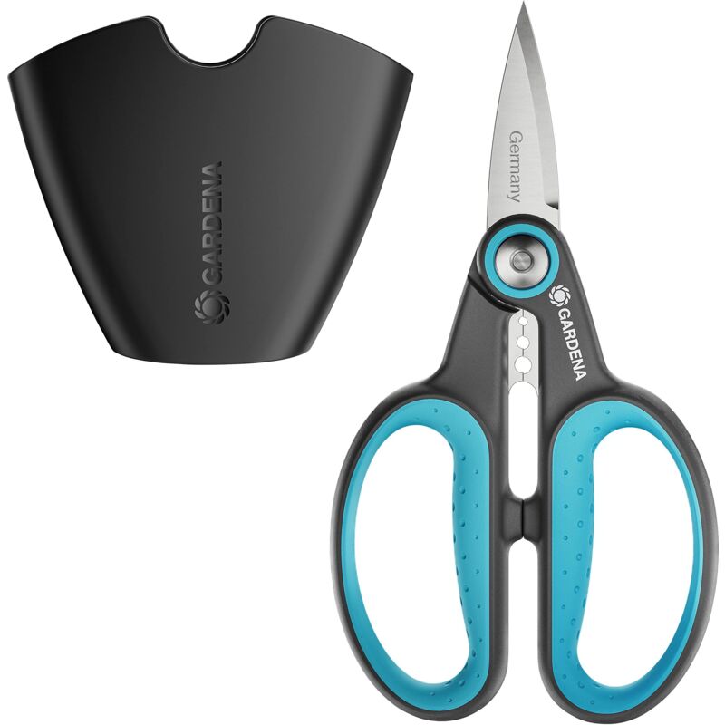 foto del prodotto herbcut set forbici in acciaio inox per tagliare erbe aromatiche legnose, lama 52 mm, impugnature in plastica riciclata, funzione di sfogliatura ad