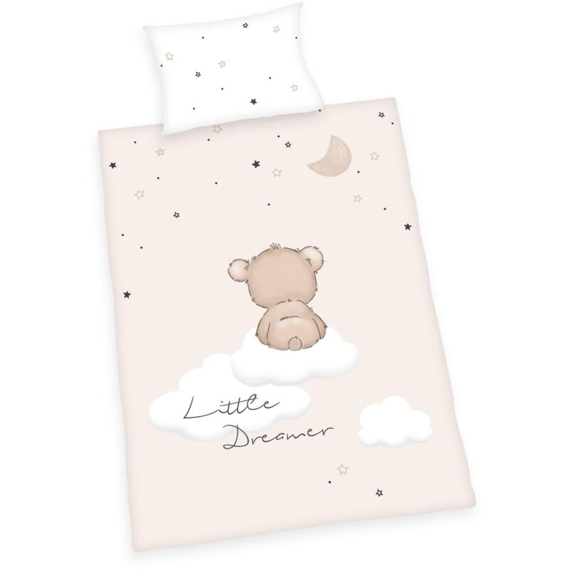 foto del prodotto herding set biancheria da letto, little dreamer, made in green by oeko tex, federa 40 x 60 cm con chiusura a busta, copripiumino 100 x 135 cm con