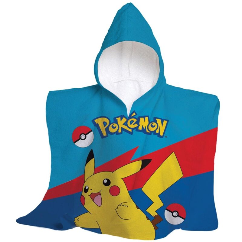 foto del prodotto hermet pok mon, telo mare con cappuccio, poncho mare maxi da bambino, 60x60 cm, asciugamano da spiaggia o piscina, 100 morbido cotone