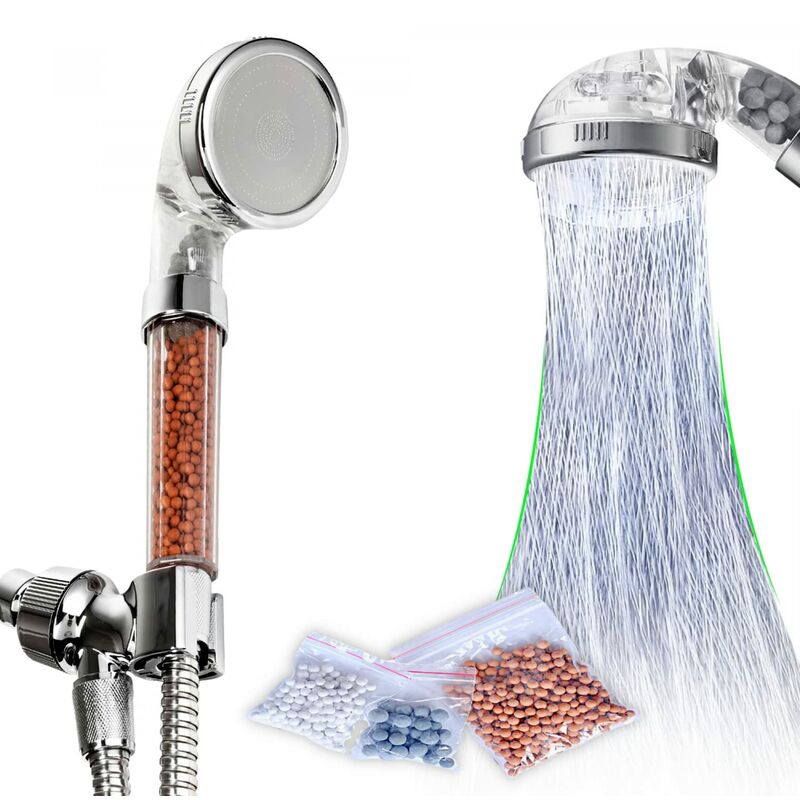 foto del prodotto herzberg jooe handheld shower head high pressure ionic filter hard water showerheads for the bathroom, round, chrome decoration