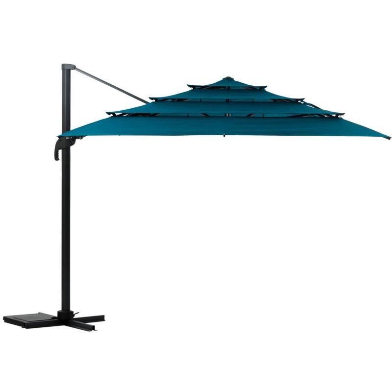 foto del prodotto hesperide ombrellone rettangolare multi pannello melhia blu anatra 4 x 3 m in alluminio acciaio e olefina hesp ride