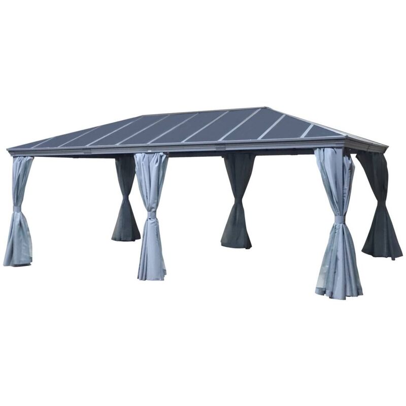 foto del prodotto hesperide pergola autoportante belize grafite di 3,6 x 6 m in alluminio e policarbonato hesp ride