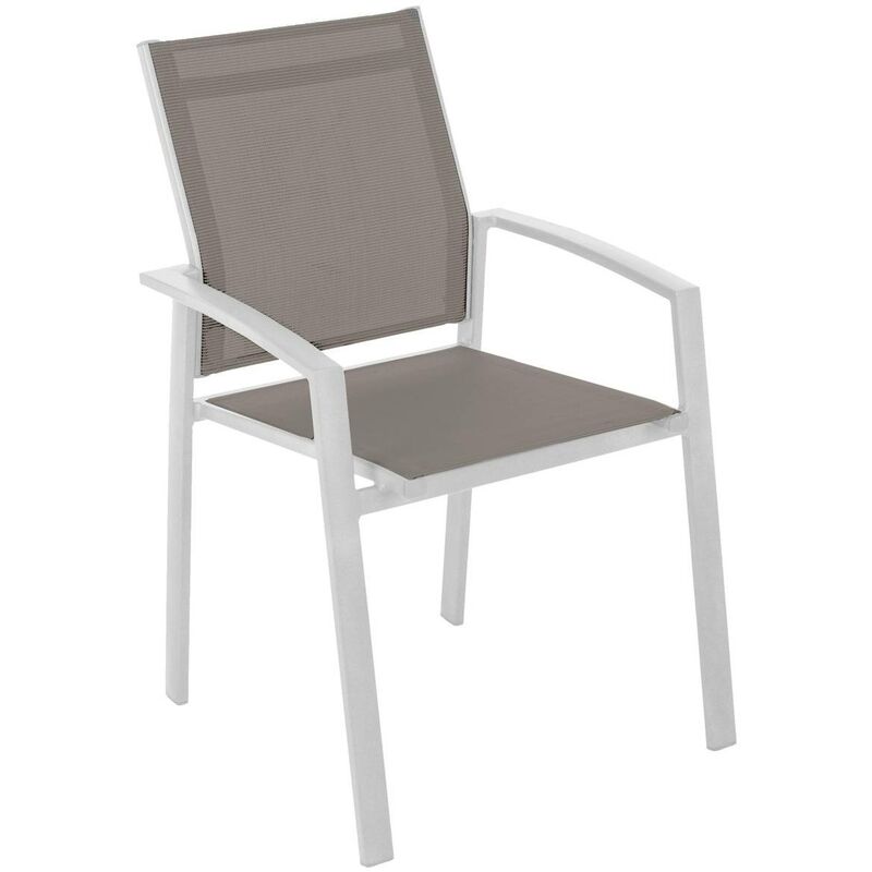 foto del prodotto hesperide poltrona da giardino impilabile in alluminio epossidico bianco e nocciola axiome hesp ride