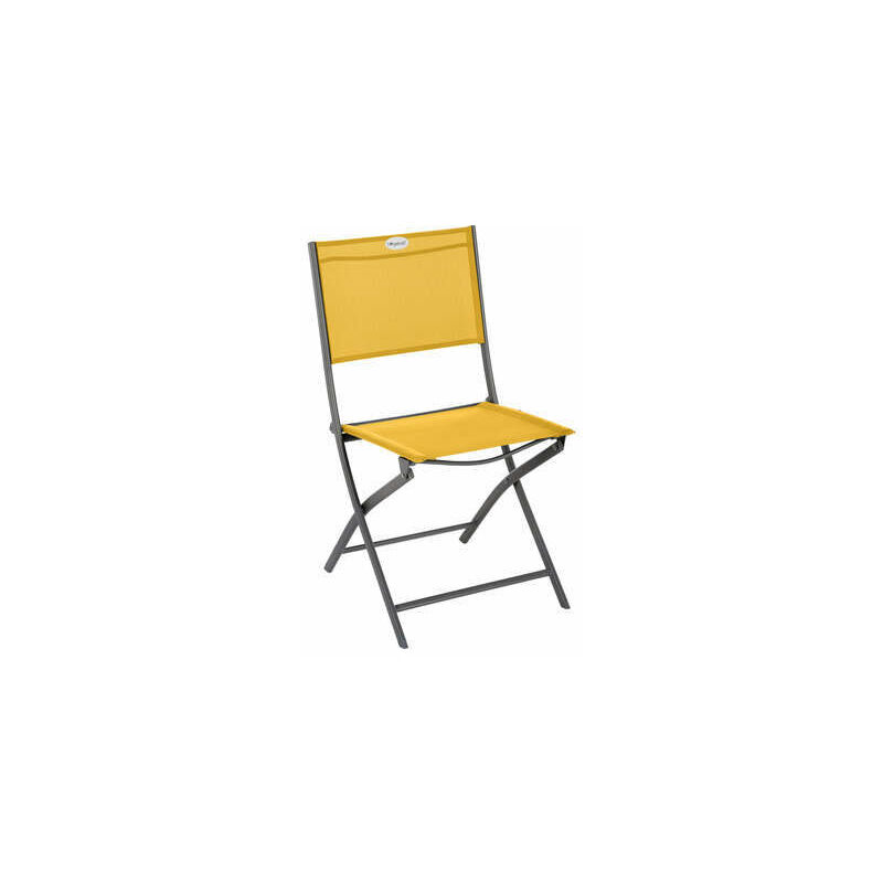 foto del prodotto hesperide sedia pieghevole modula antracite e textilene giallo senape
