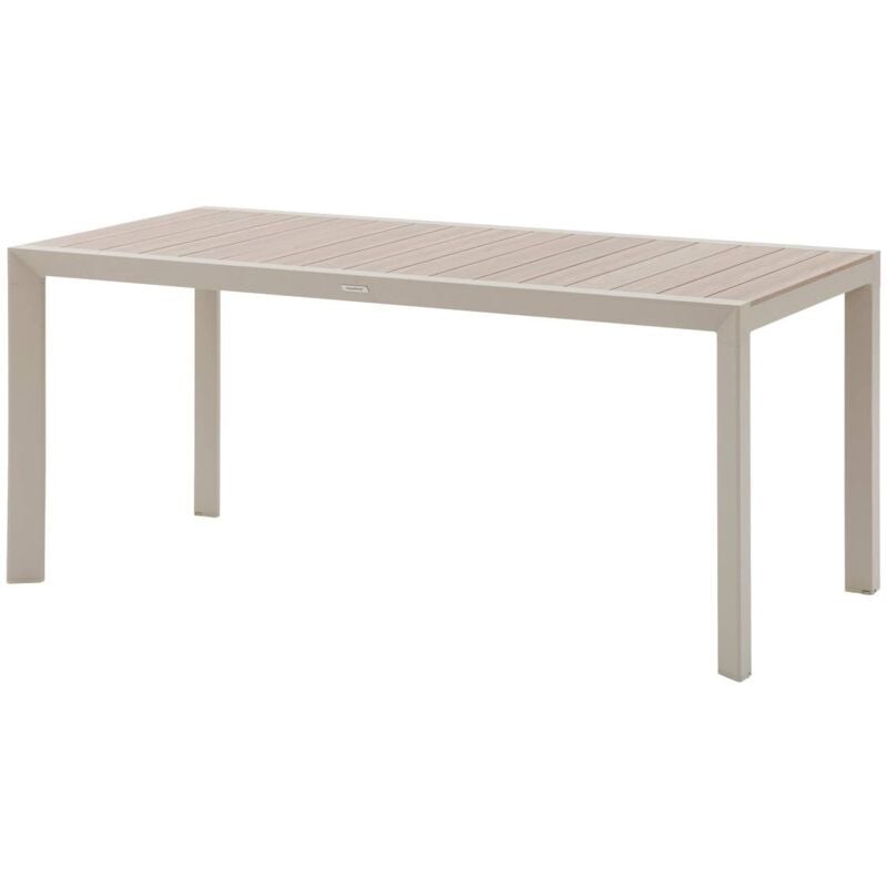 foto del prodotto hesperide - tavolo da giardino effetto legno vasion in lino e argilla a 6 posti con ante in alluminio - hesp ride
